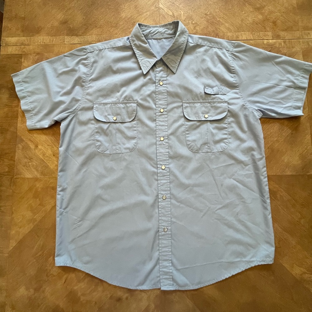 Light Blue Work-Inspired Button-Down Shirt – XL